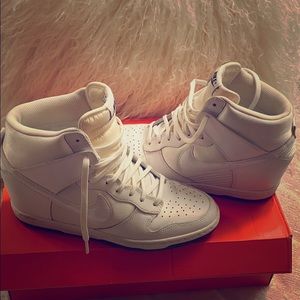 White sneaker wedges